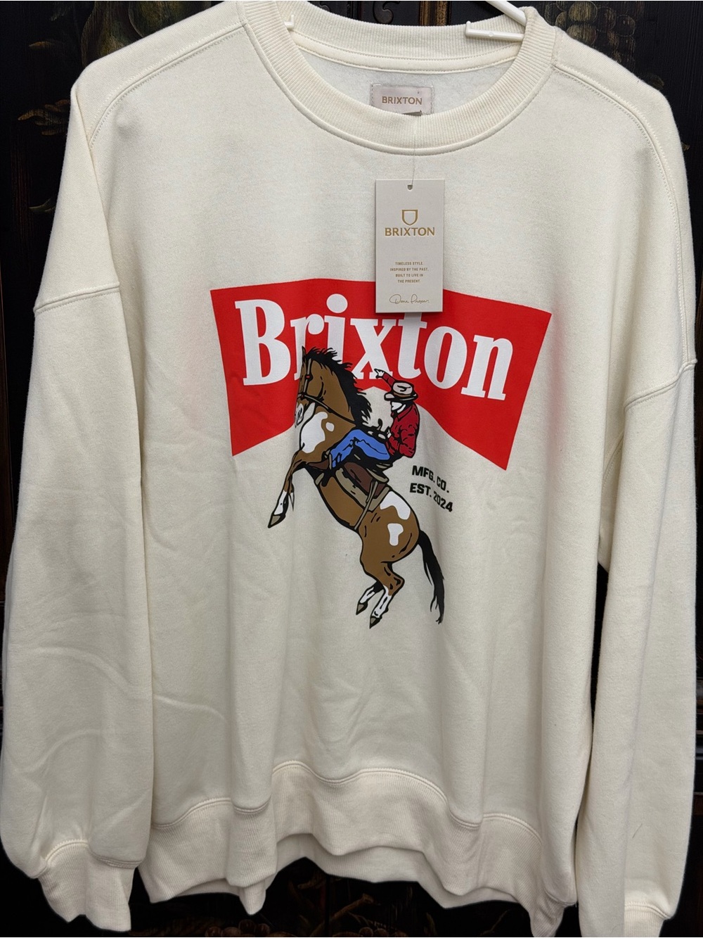Western Rodeo Crew Sweatshirt Whitecap New with Tags